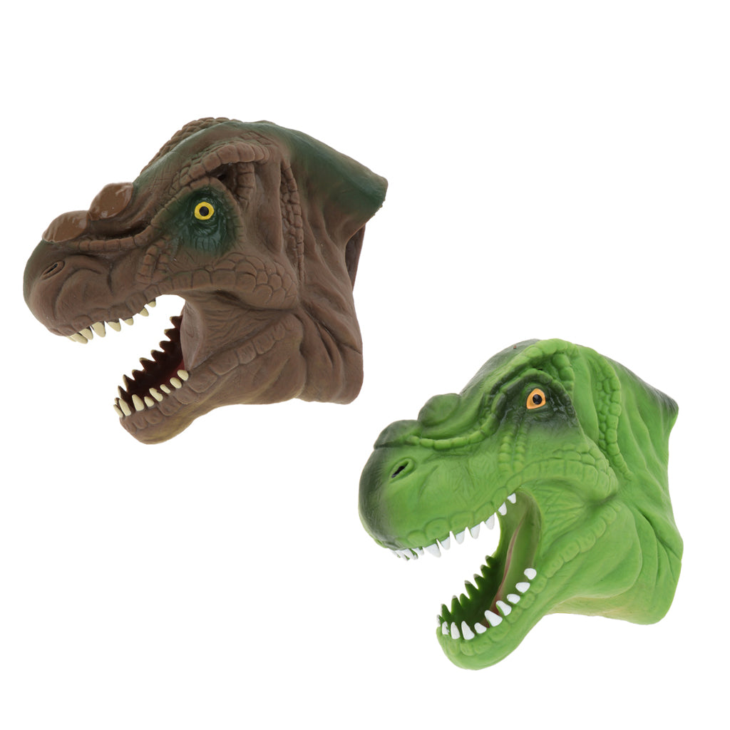 Simulation Tyrannosaurus Head Hand Puppet Dinosaur Figure Toy Kids Toy brown