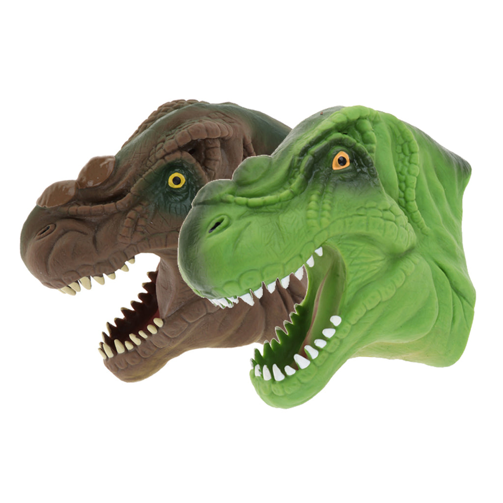 Simulation Tyrannosaurus Head Hand Puppet Dinosaur Figure Toy Kids Toy brown