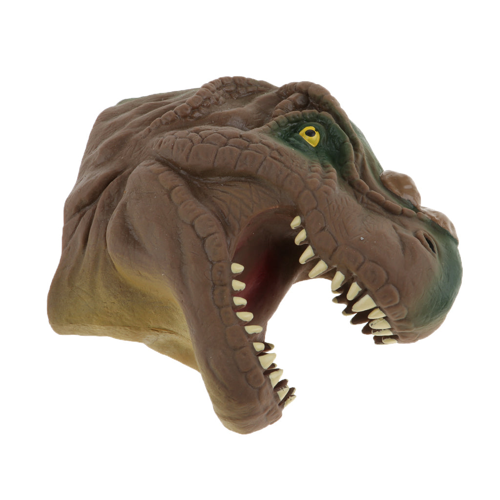 Simulation Tyrannosaurus Head Hand Puppet Dinosaur Figure Toy Kids Toy brown