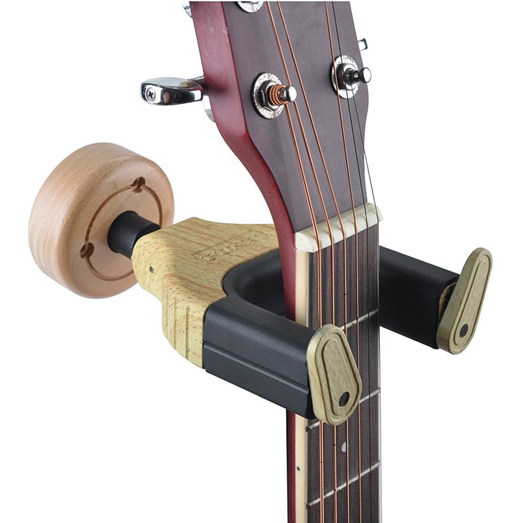 Guitar Hanger Guitar Wall Hook Holder Safe Lock for Guitar Wood Color