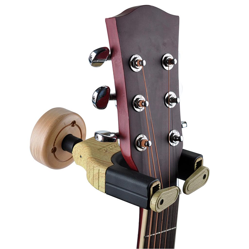 Guitar Hanger Guitar Wall Hook Holder Safe Lock for Guitar Wood Color