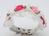 Pet Dog Cat Puppy Imitation Pearls Necklace Flower Lace Collar Belt White M