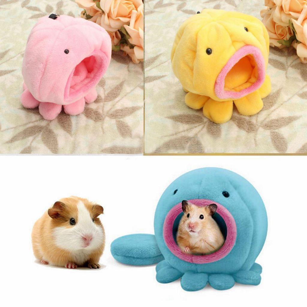 Octopus Shape Rat Hamster Bird Squirrel Warm Soft Bed Pet Toy House Yellow