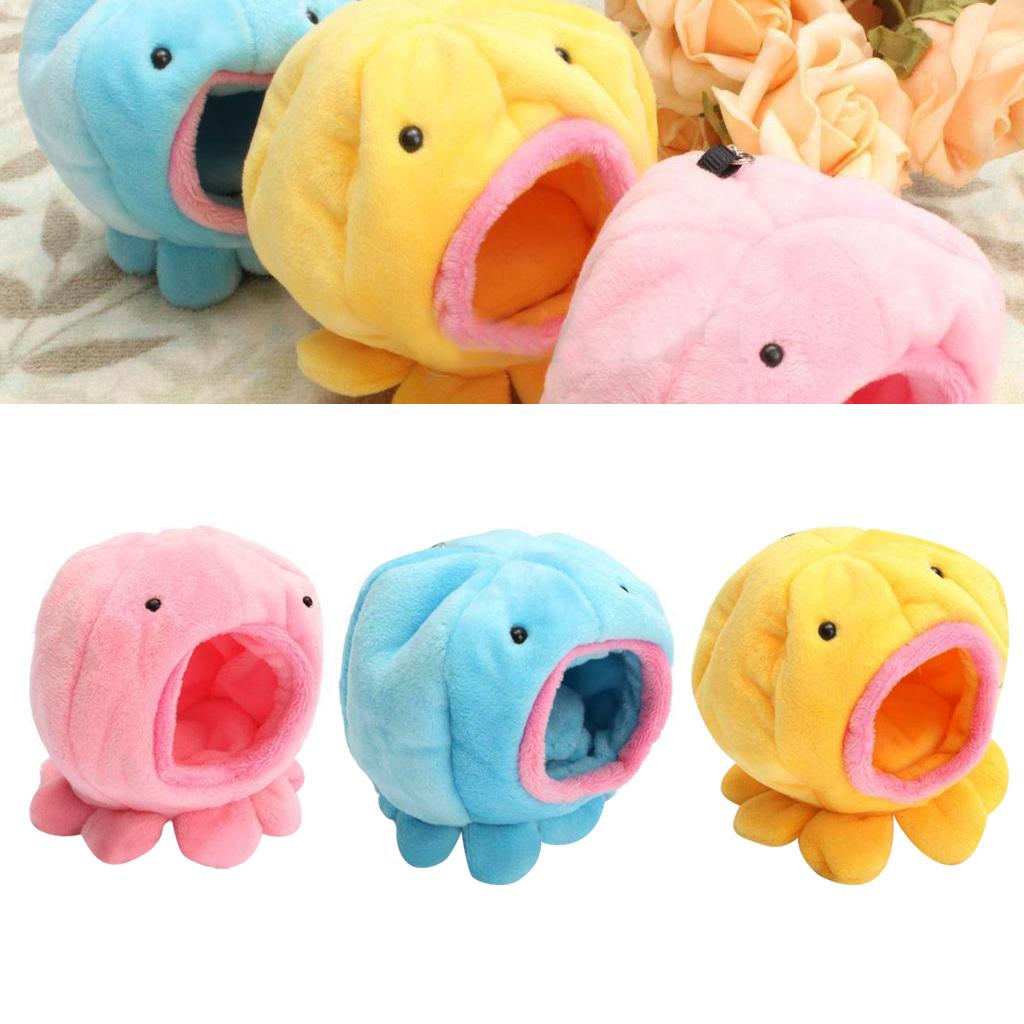 Octopus Shape Rat Hamster Bird Squirrel Warm Soft Bed Pet Toy House Yellow