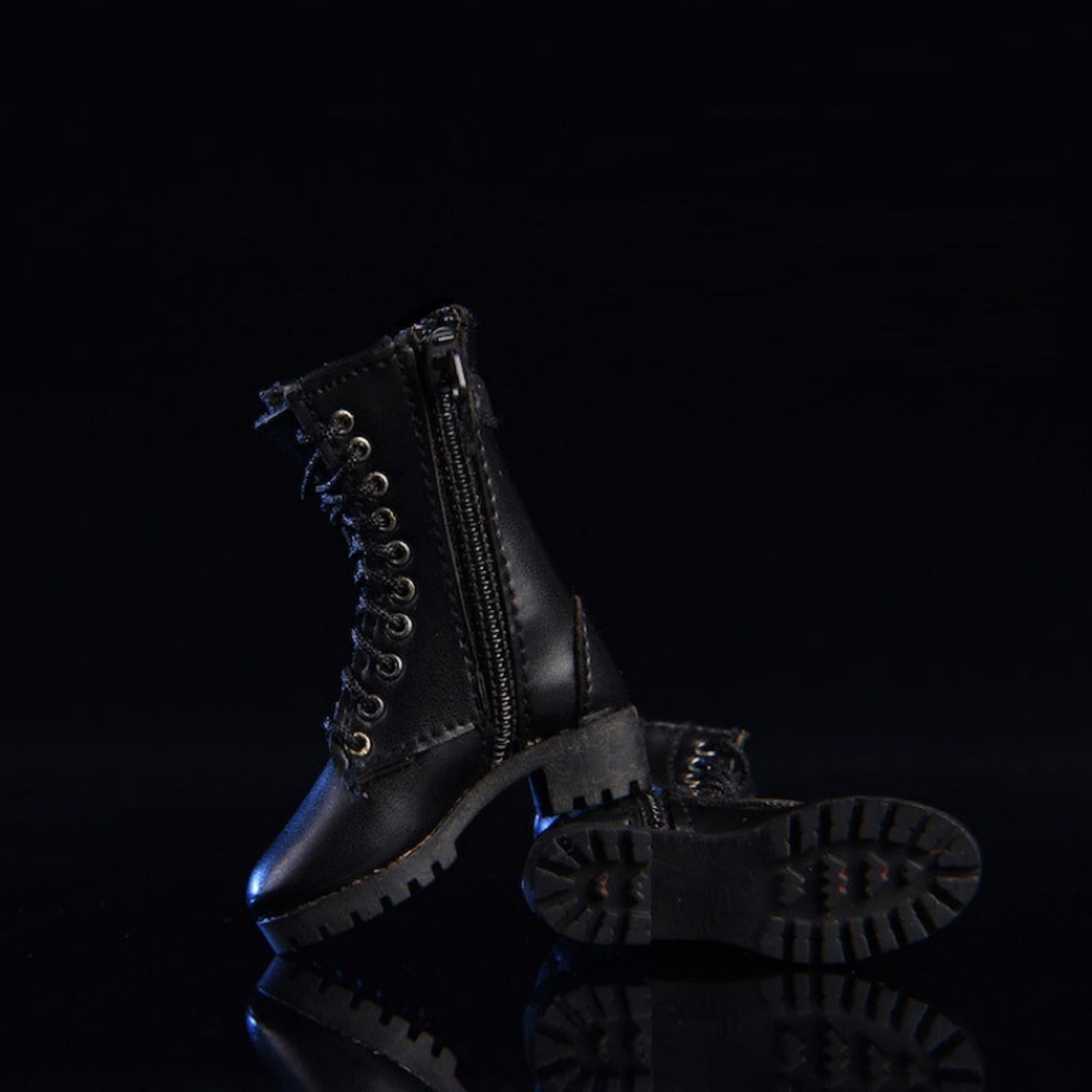 Handmade 1/6 Scale Zipper Leather Boots for 12" Figure Body Model Fashion black