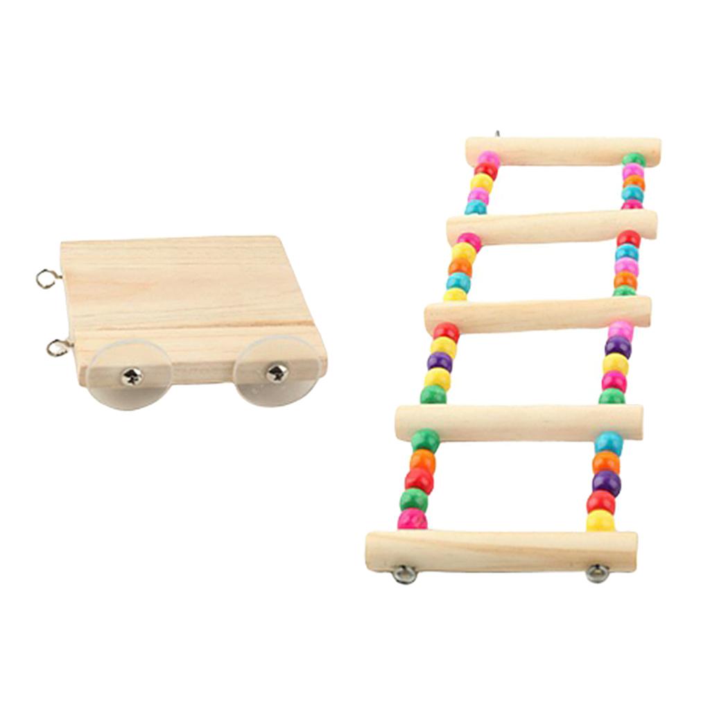 Colorful Parrot Bird Perch Stand Playing Toy Gym Wooden Ladder Cage Climbing