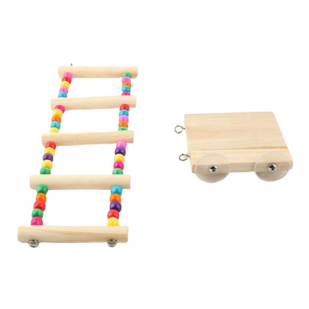 Colorful Parrot Bird Perch Stand Playing Toy Gym Wooden Ladder Cage Climbing