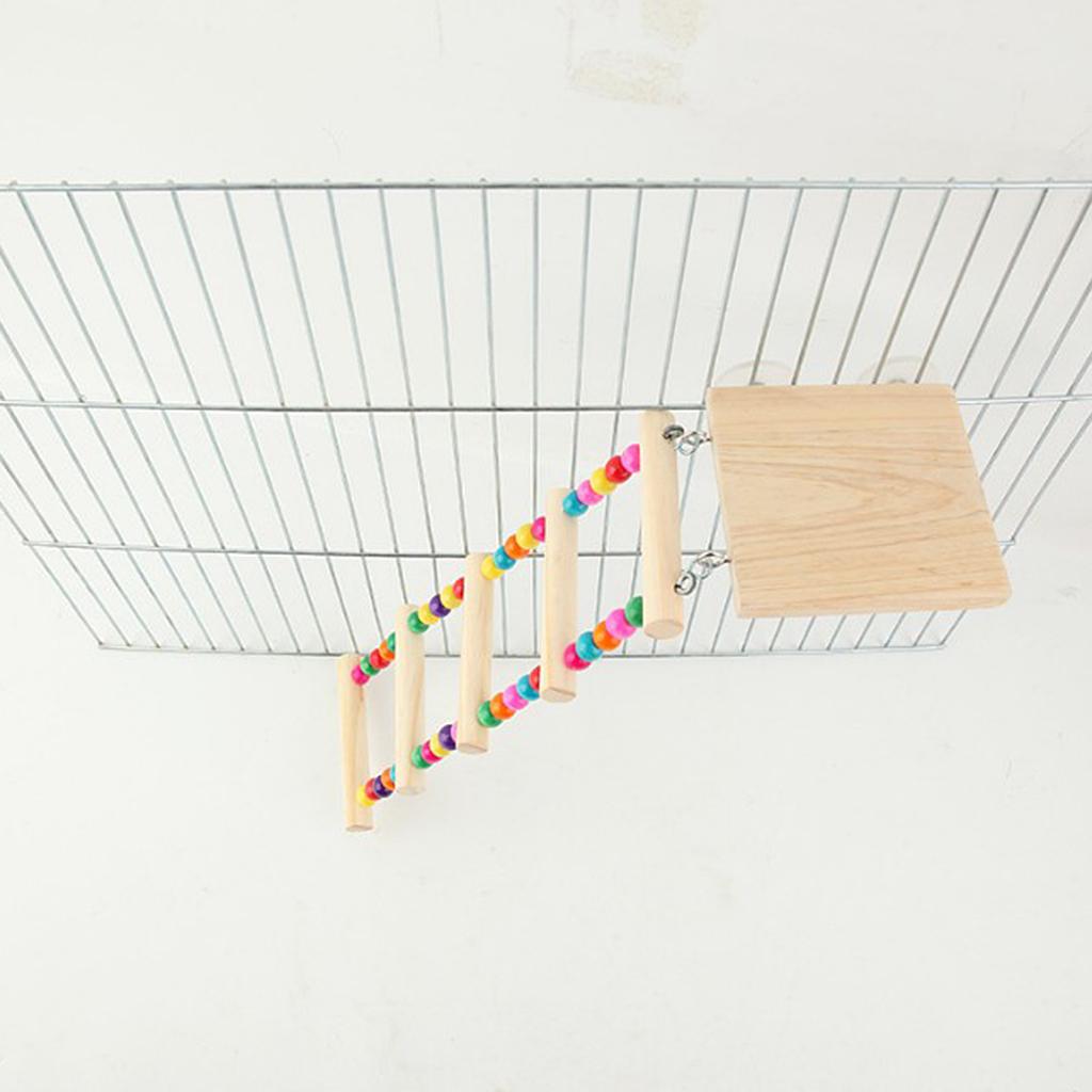 Colorful Parrot Bird Perch Stand Playing Toy Gym Wooden Ladder Cage Climbing