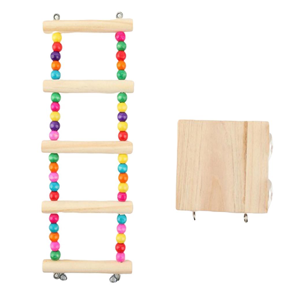 Colorful Parrot Bird Perch Stand Playing Toy Gym Wooden Ladder Cage Climbing