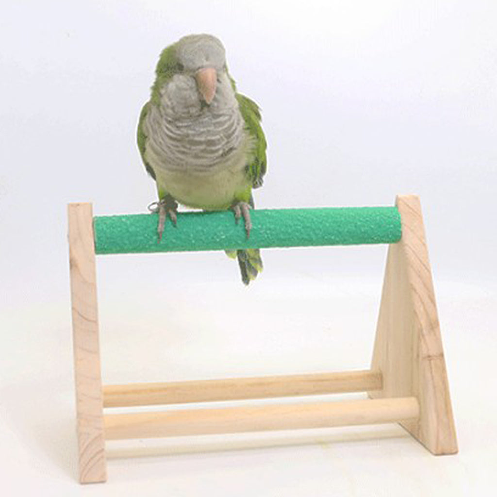 Natural Wood Parrot Bird Pet Perch Stand Parakeet Gym Training Grinding Toy