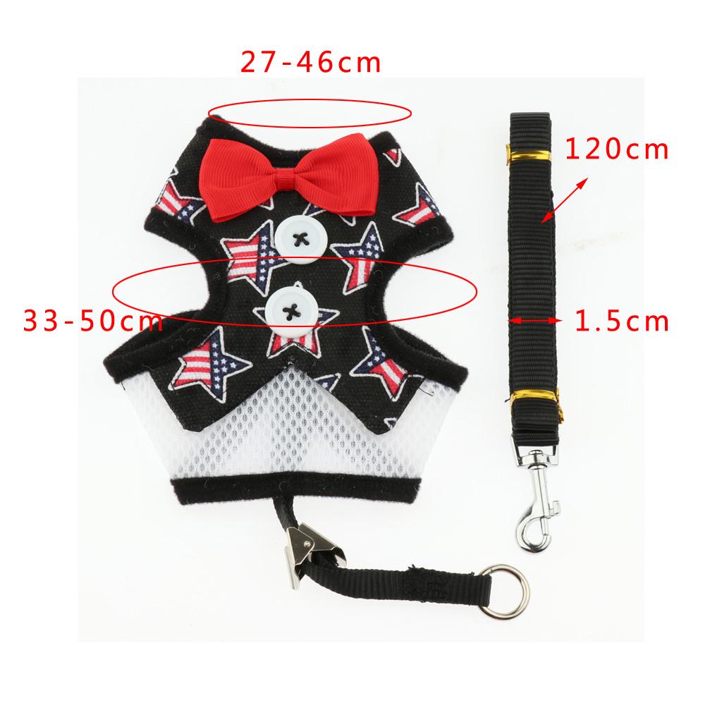 Cute Comfort Dog Vest Harness Leash Dog Outdoor Walking Vest   Star Black L