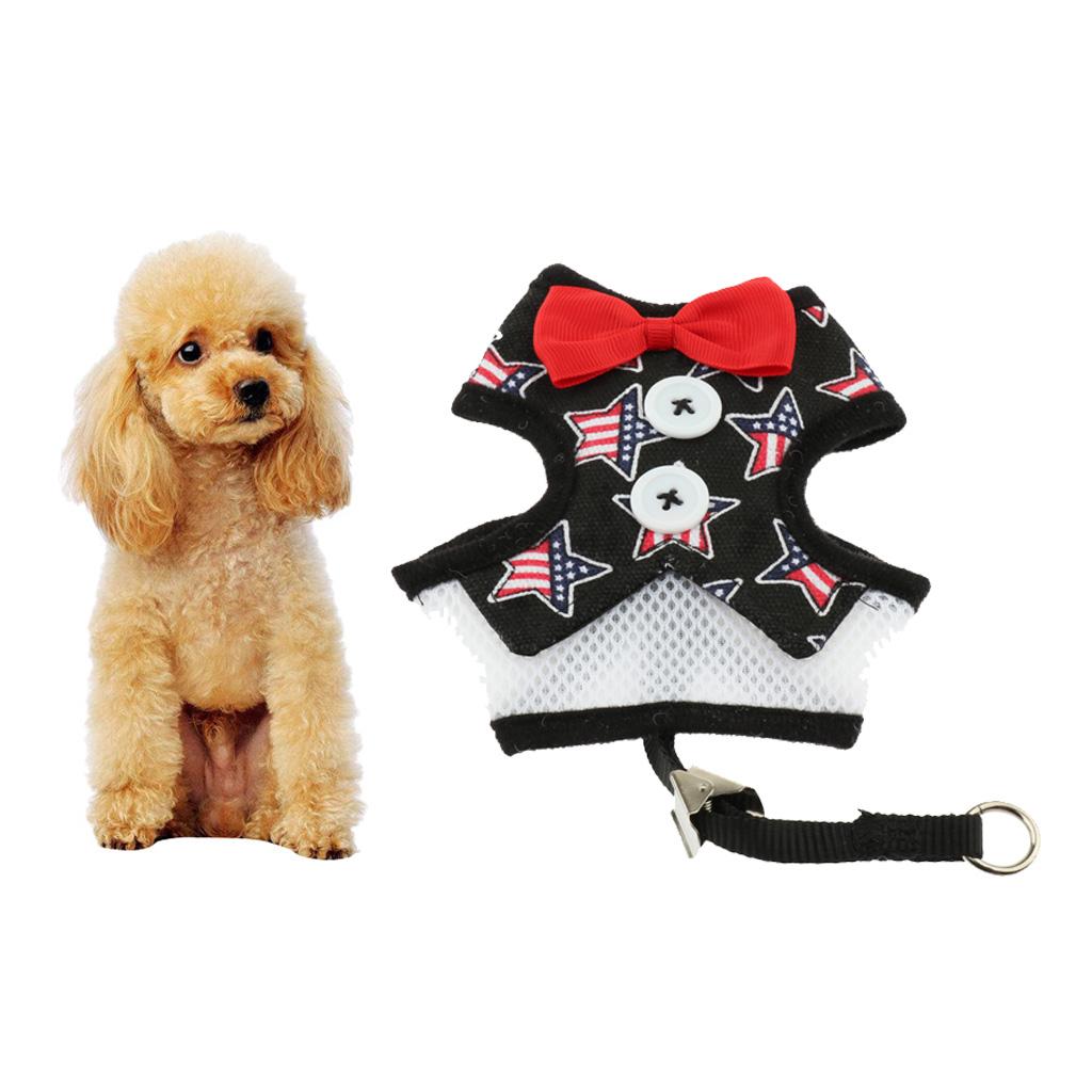 Cute Comfort Dog Vest Harness Leash Dog Outdoor Walking Vest   Star Black L