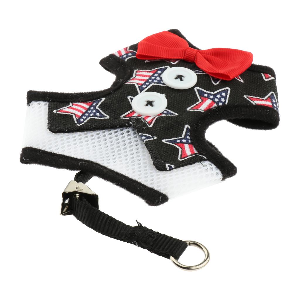 Cute Comfort Dog Vest Harness Leash Dog Outdoor Walking Vest   Star Black L