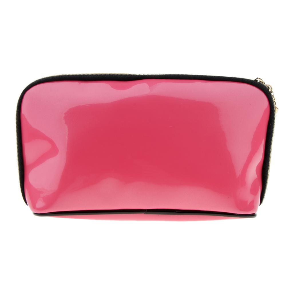 PVC Traveling Makeup Organizer Bag Portable Toiletry Zipper Pouch Pink