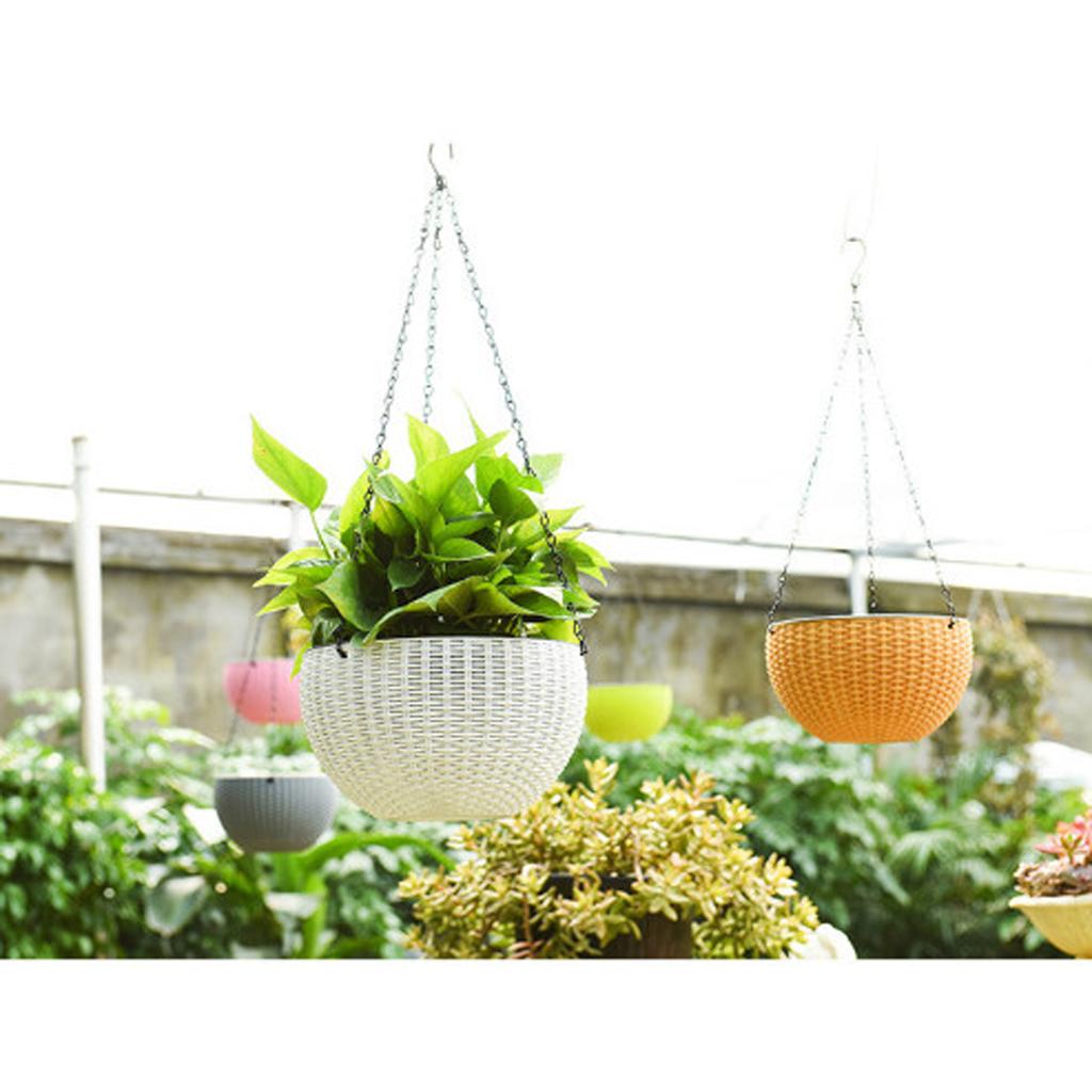 Plastic Hanging Flower Pot Planter Basket for Plant Holder+Chain Gold- L