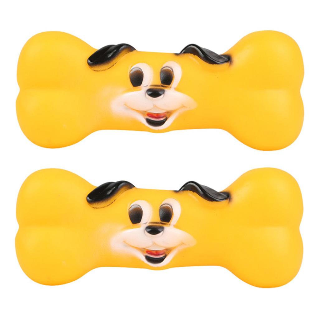 Simulated Dog Face Pet Dog Puppy Squeaky Bone Toy