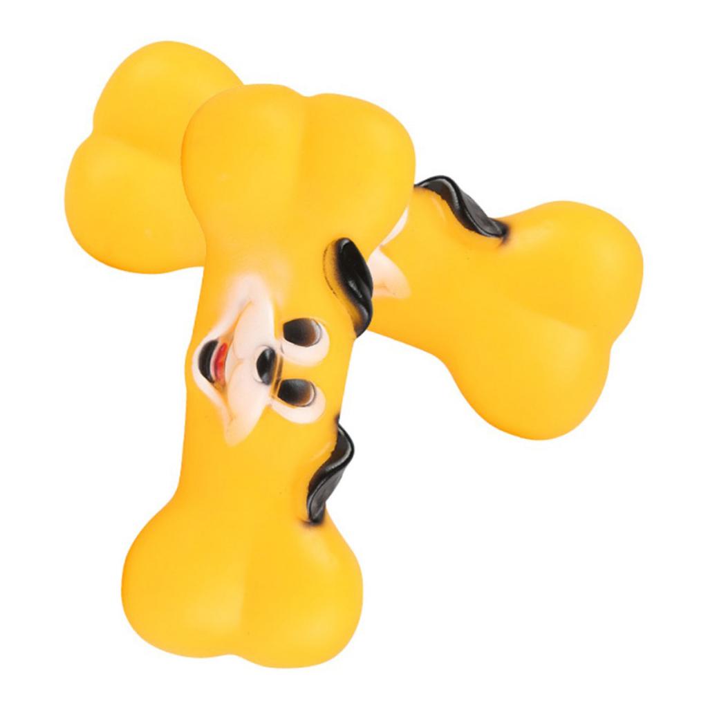 Simulated Dog Face Pet Dog Puppy Squeaky Bone Toy