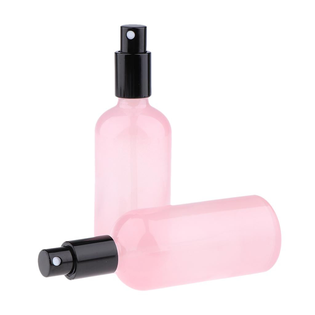 2pcs Empty Glass Pump Spray Bottle for Perfum Toner Amber Atomizer Pink 100ml