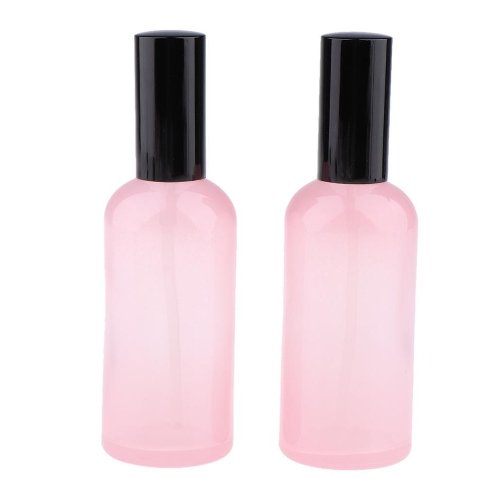 2pcs Empty Glass Pump Spray Bottle for Perfum Toner Amber Atomizer Pink 100ml