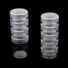 6 Pack Plastic Stacking Jars Acrylic Nail Art Beads Glitter Storage Pot Case