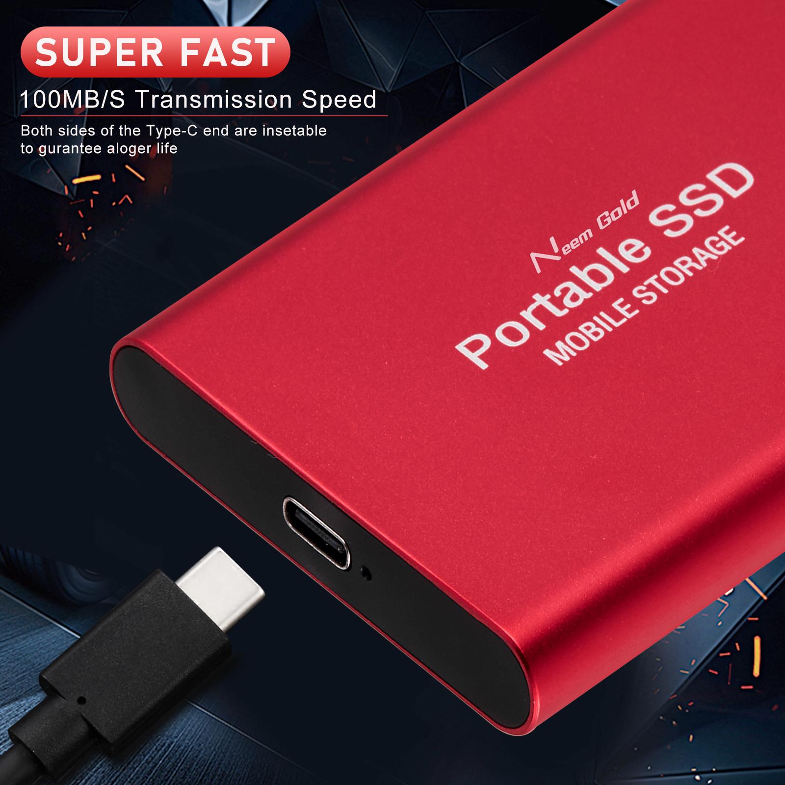 SSD USB 3.1 External Solid State Drives Hard Disk for PC Laptop 1TB Red