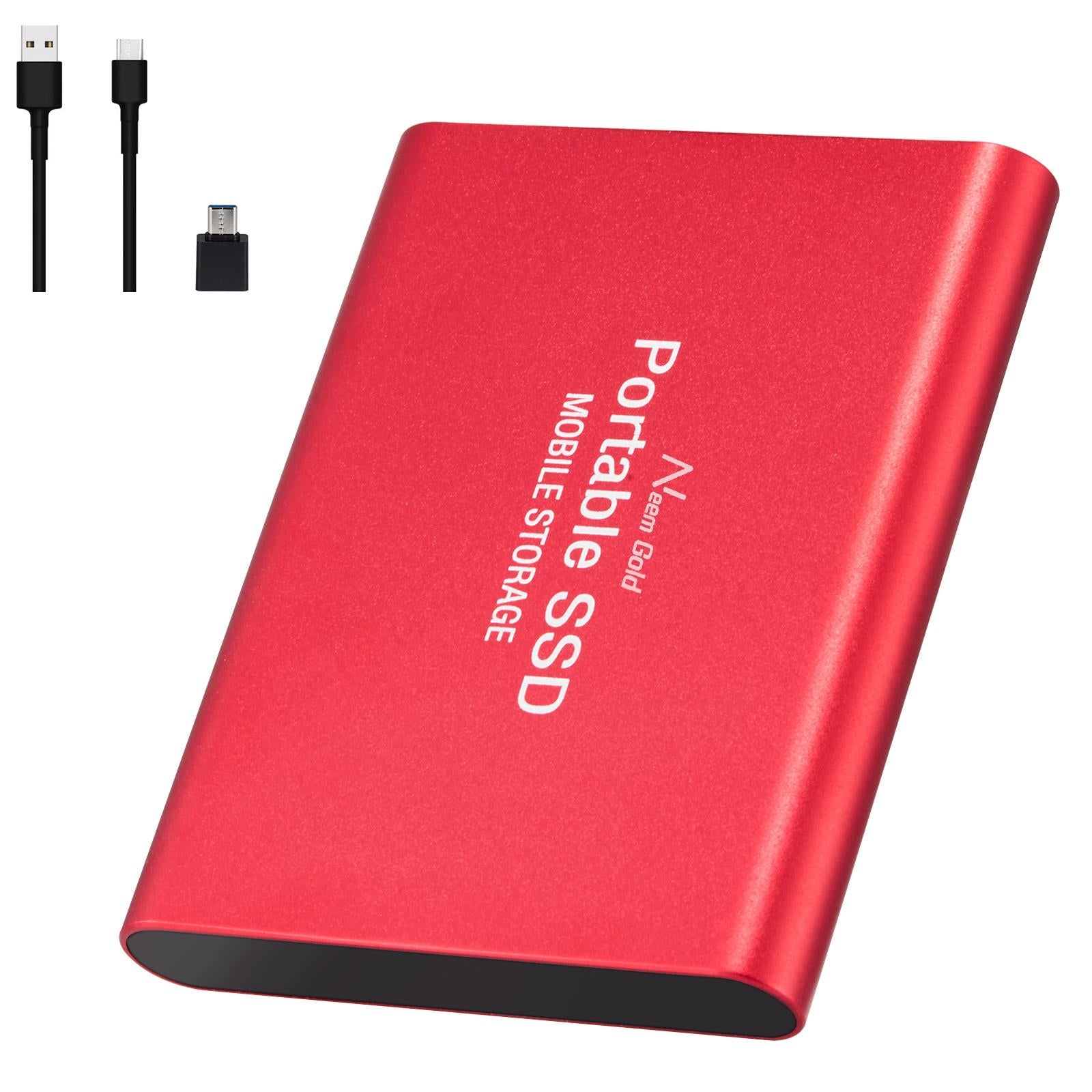 SSD USB 3.1 External Solid State Drives Hard Disk for PC Laptop 1TB Red