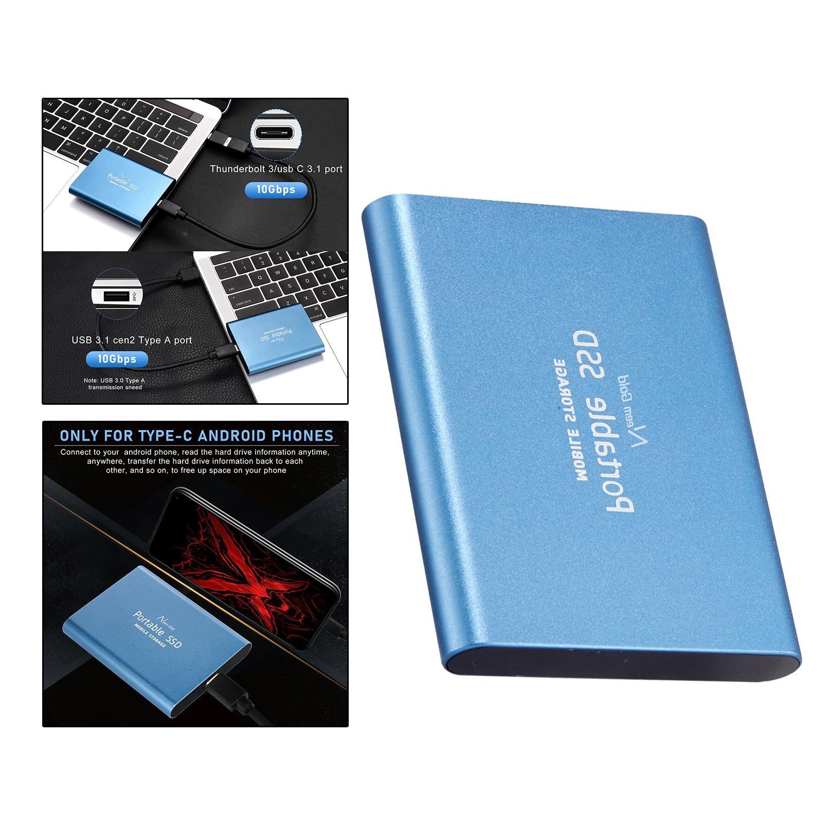 SSD USB 3.1 External Solid State Drives Hard Disk for PC Laptop 500GB Blue