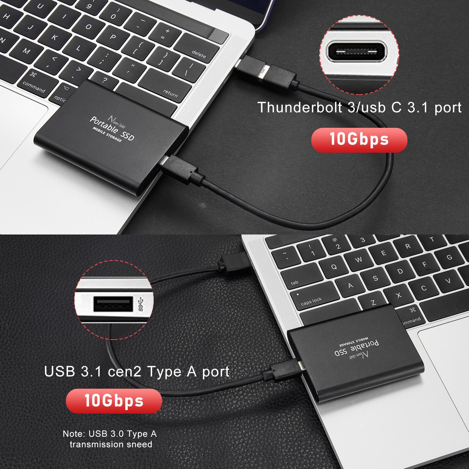 SSD USB 3.1 External Solid State Drives Hard Disk for PC Laptop 1TB Black