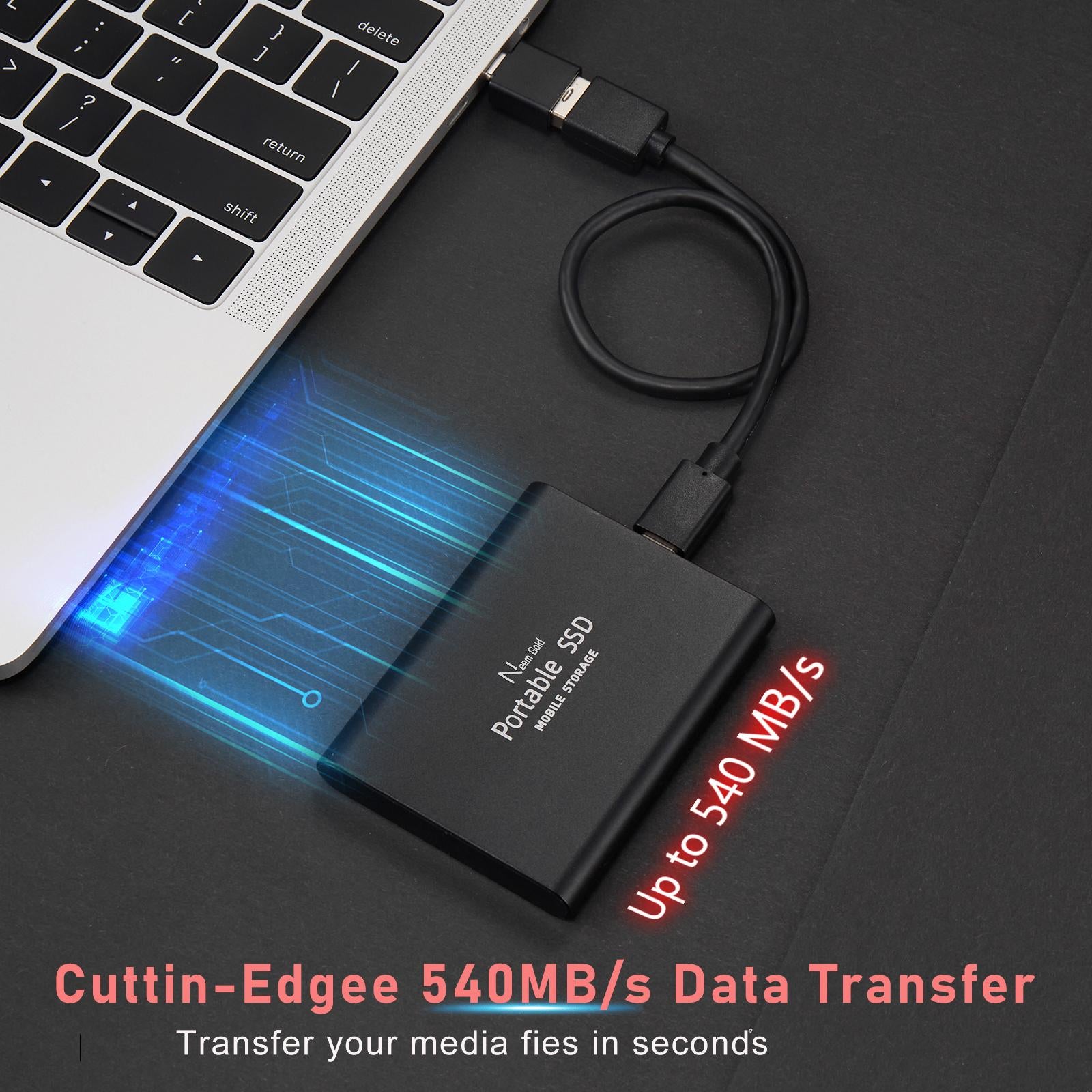 SSD USB 3.1 External Solid State Drives Hard Disk for PC Laptop 1TB Black