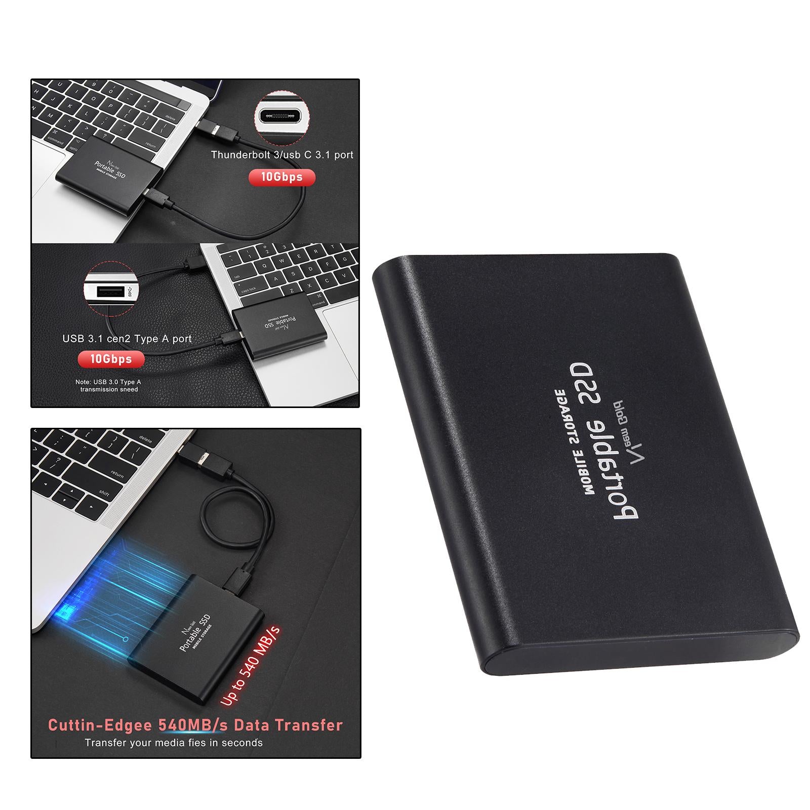 SSD USB 3.1 External Solid State Drives Hard Disk for PC Laptop 1TB Black