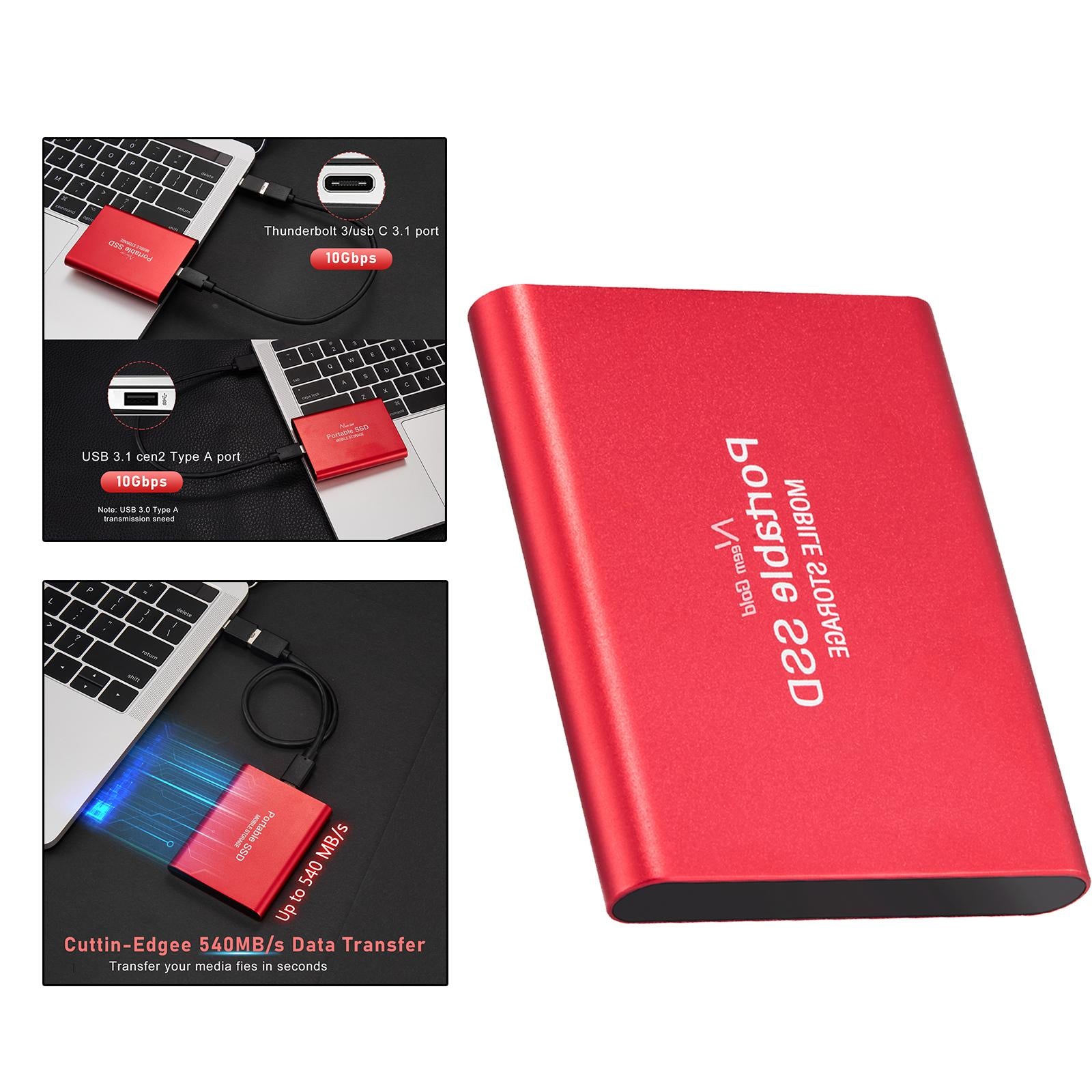 SSD USB 3.1 External Solid State Drives Hard Disk for PC Laptop 500GB Red