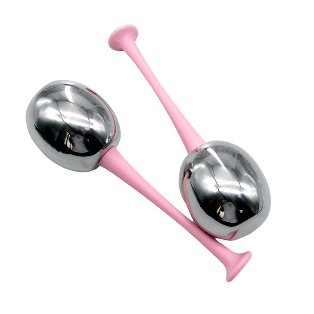 2PCS Ice Facial Roller Globes Skin Care Tools for Face Cooling  Pink Handle