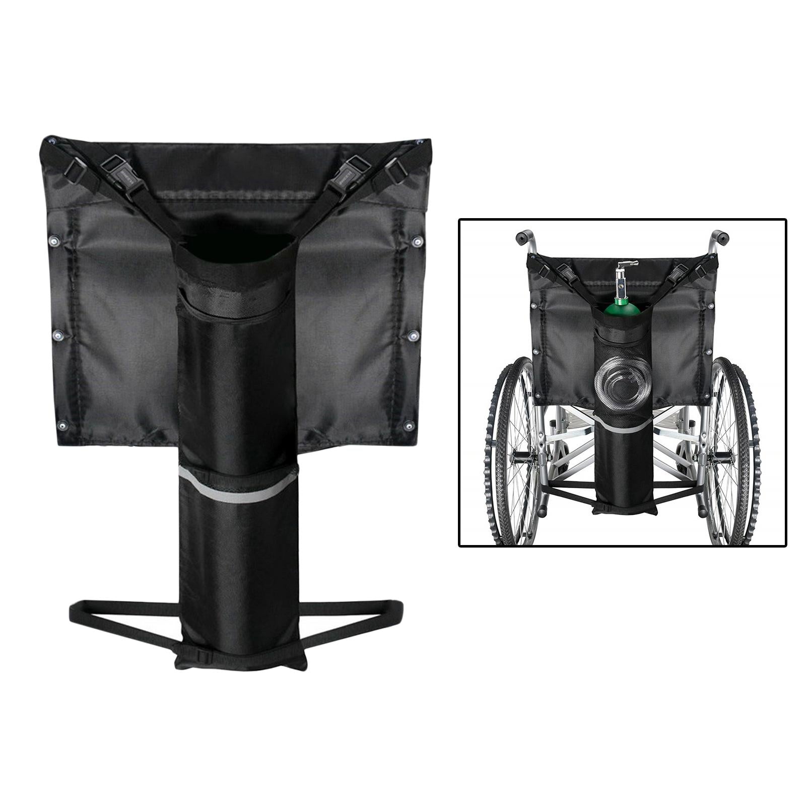 Portable Wheelchair Adjustable Oxygen Cylinder Bag Holder Reflective Stripe