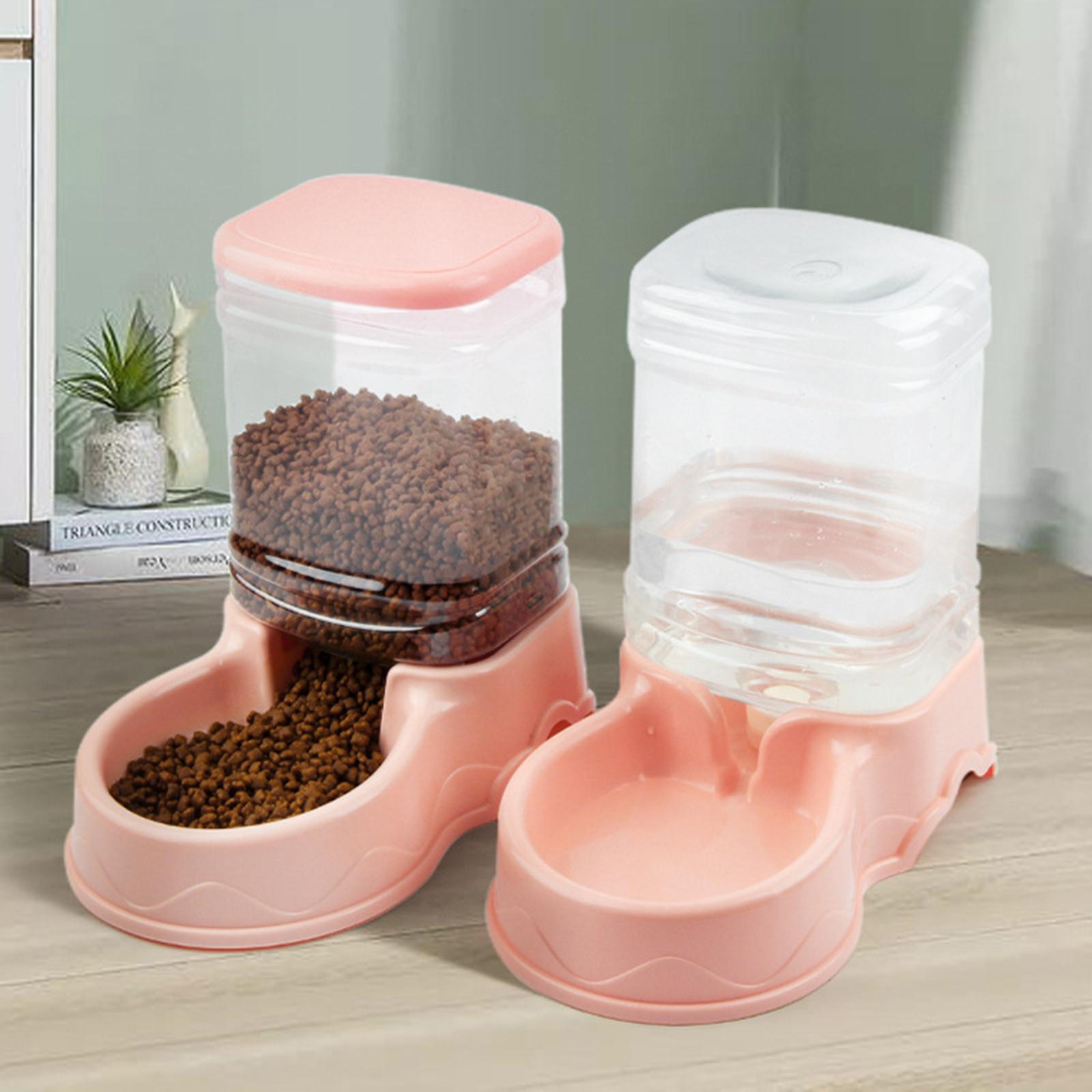 AUTOMATIC PET WATER DISPENSER Puppy Dish Food Feeder Bowl  Pink Food Feeder