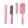 4-pack Hairbrush Hair Comb Set for Curly Natural Hair Pink