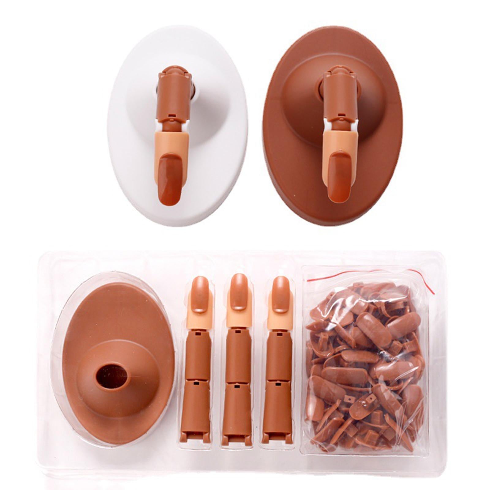 Adjustable Practice Hand for Nail Training Acrylic Nail  Set with Brown Base