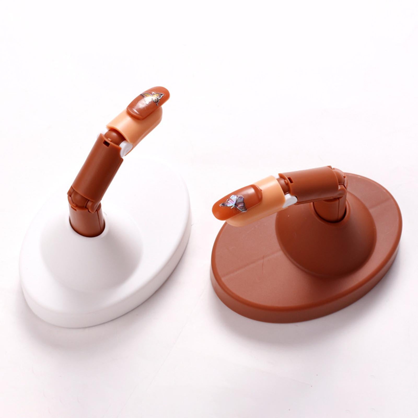 Adjustable Practice Hand for Nail Training Acrylic Nail  Set with Brown Base