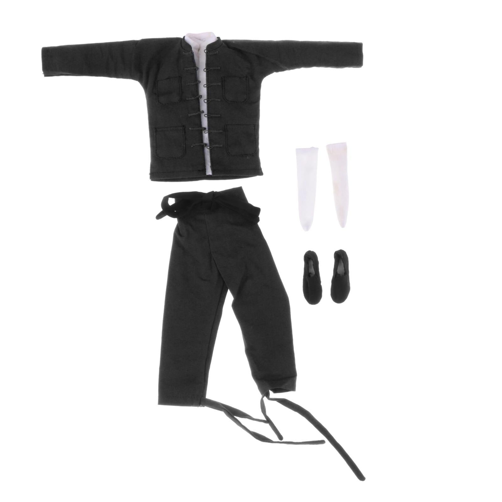 1:6 Chinese Kongfu Costum for 12 Inch Male Figure Men Doll Model Accessory black