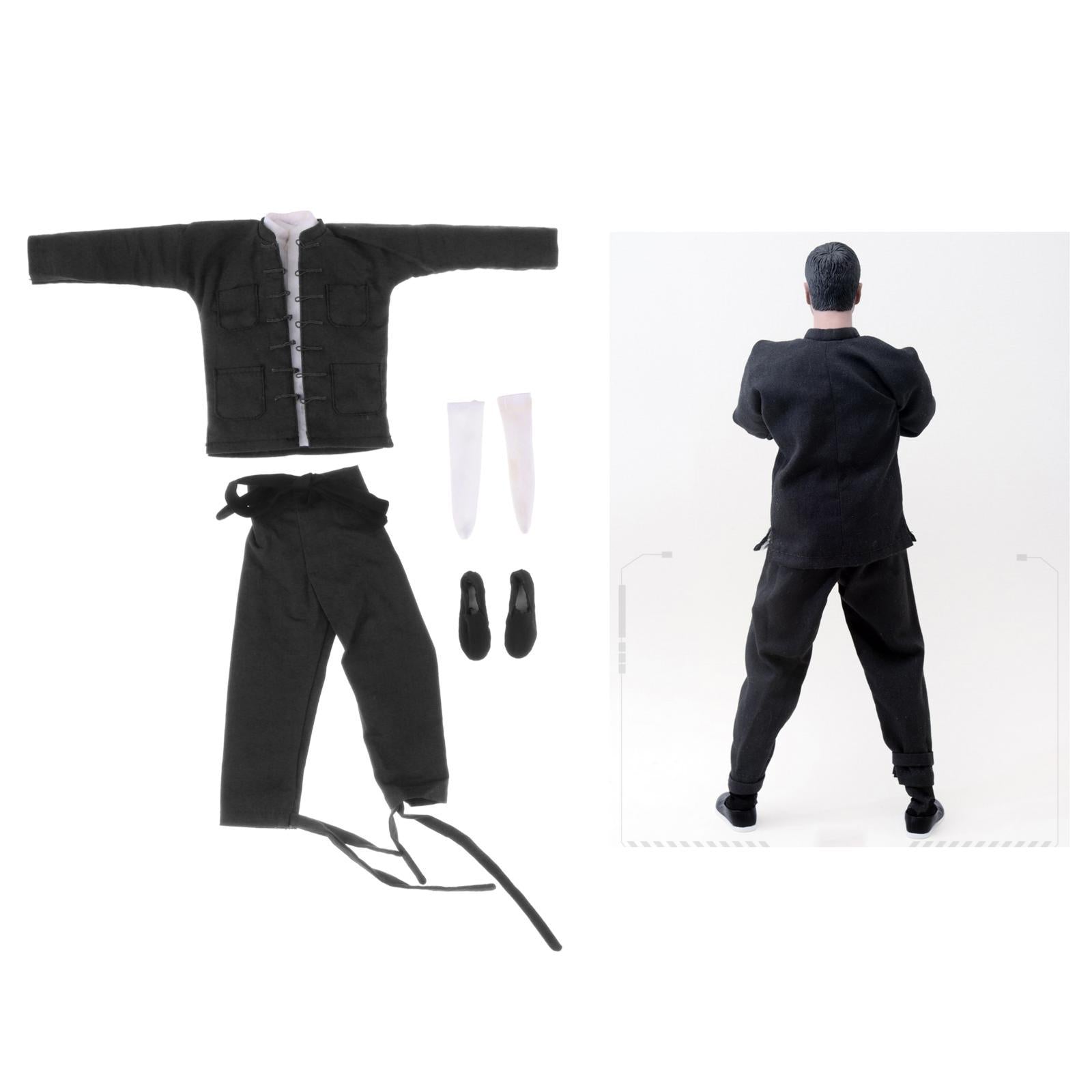 1:6 Chinese Kongfu Costum for 12 Inch Male Figure Men Doll Model Accessory black