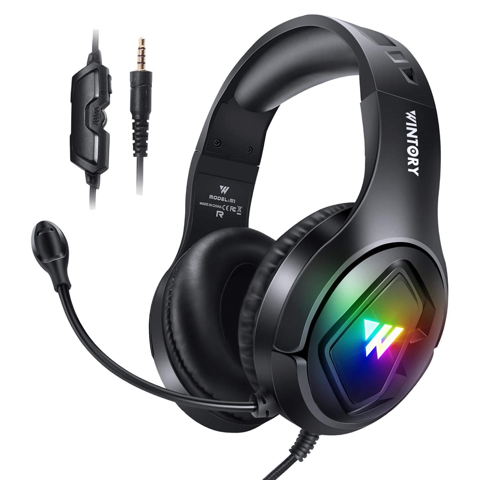 Wired RGB Gaming Headset 3.5mm Plug for PS4 for PS5 for Xbox One Laptop PC