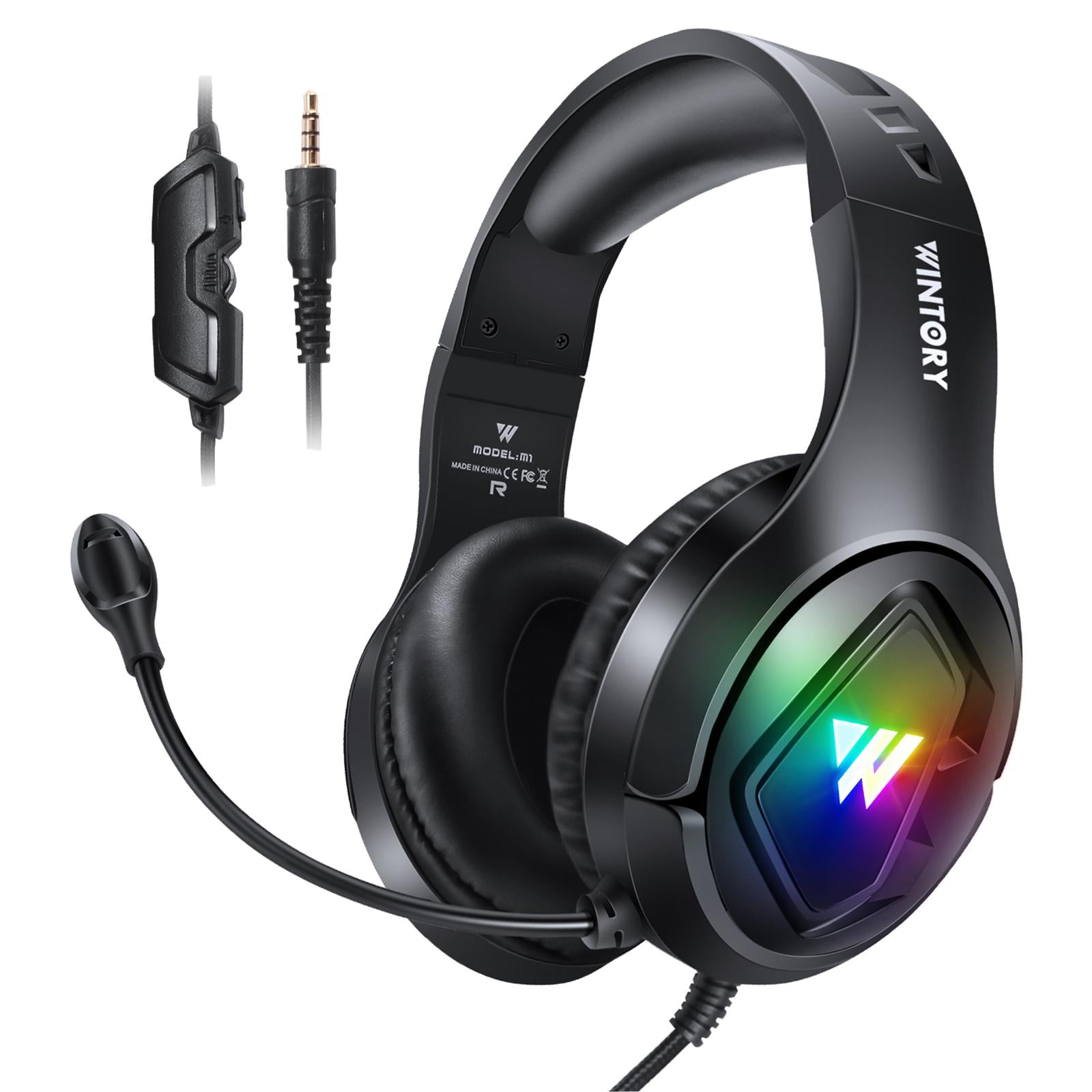 Wired RGB Gaming Headset 3.5mm Plug for PS4 for PS5 for Xbox One Laptop PC