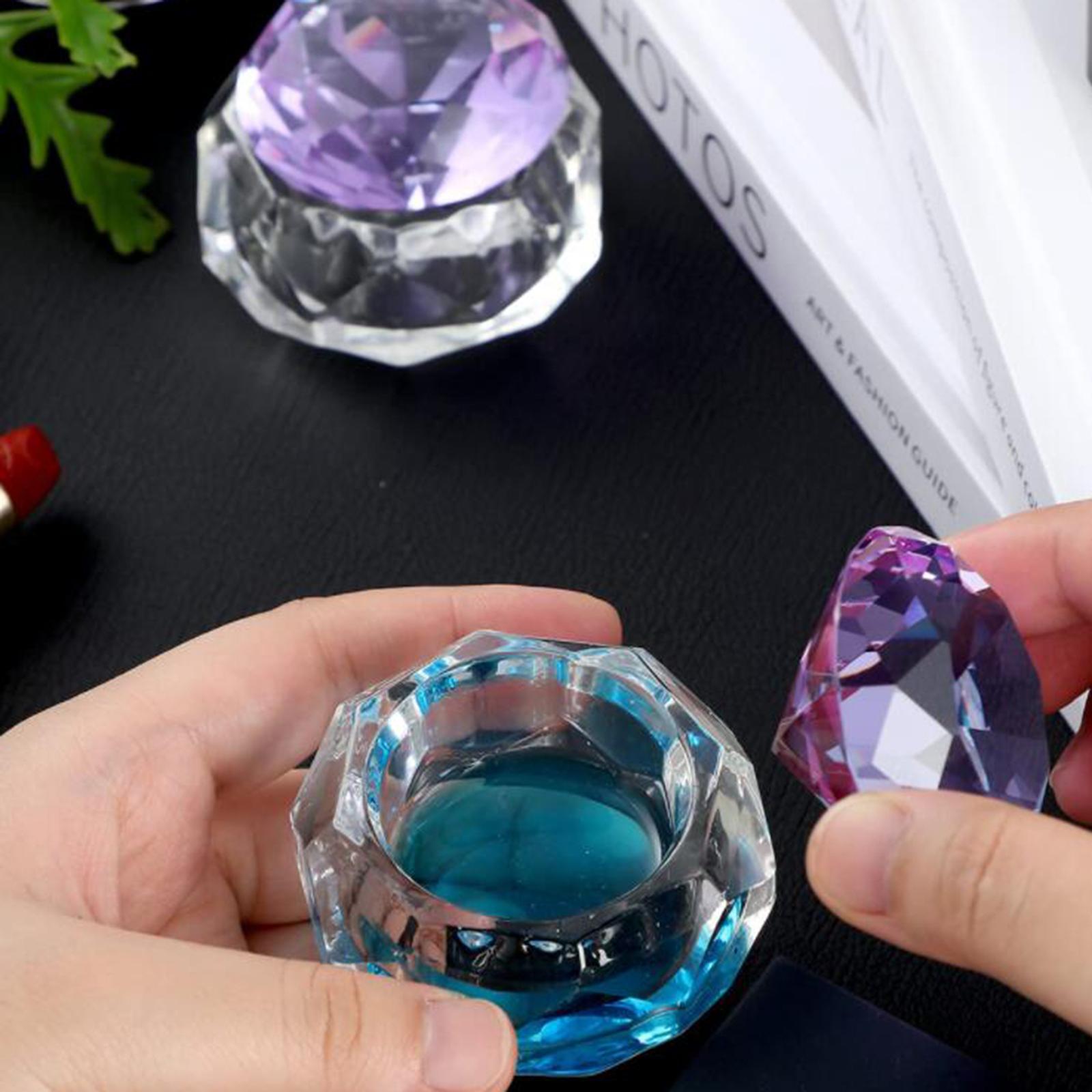 Nail Art Dappen Dish Bowl Crystal Glassware with Lid for Nailart  purple