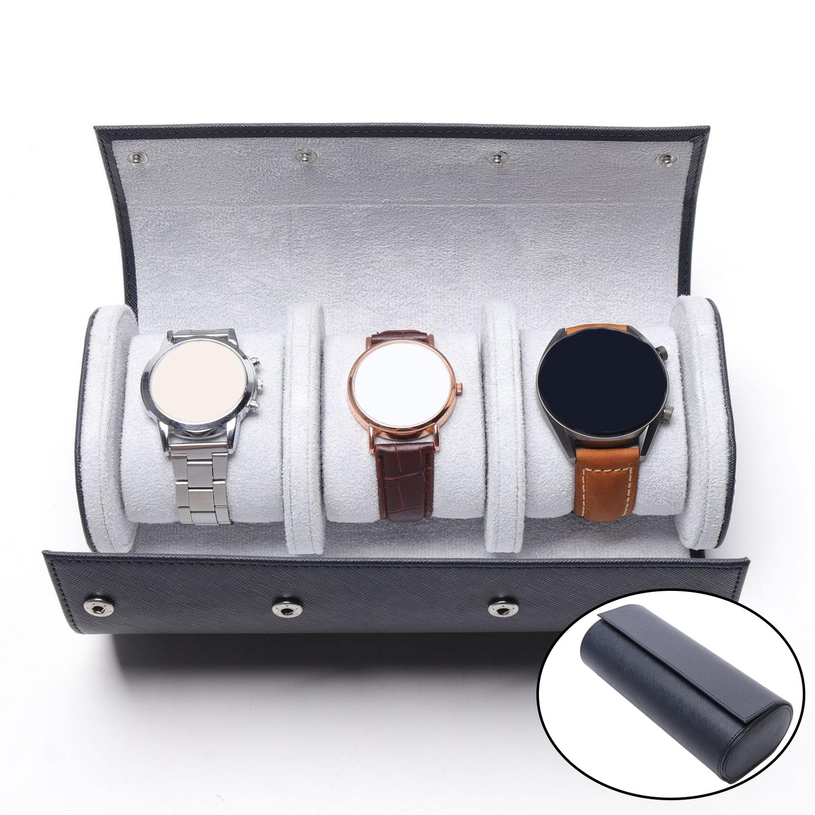 3 Slot Retro Watch Roll Travel Case Gifts for Business Weekend Trip Birthday