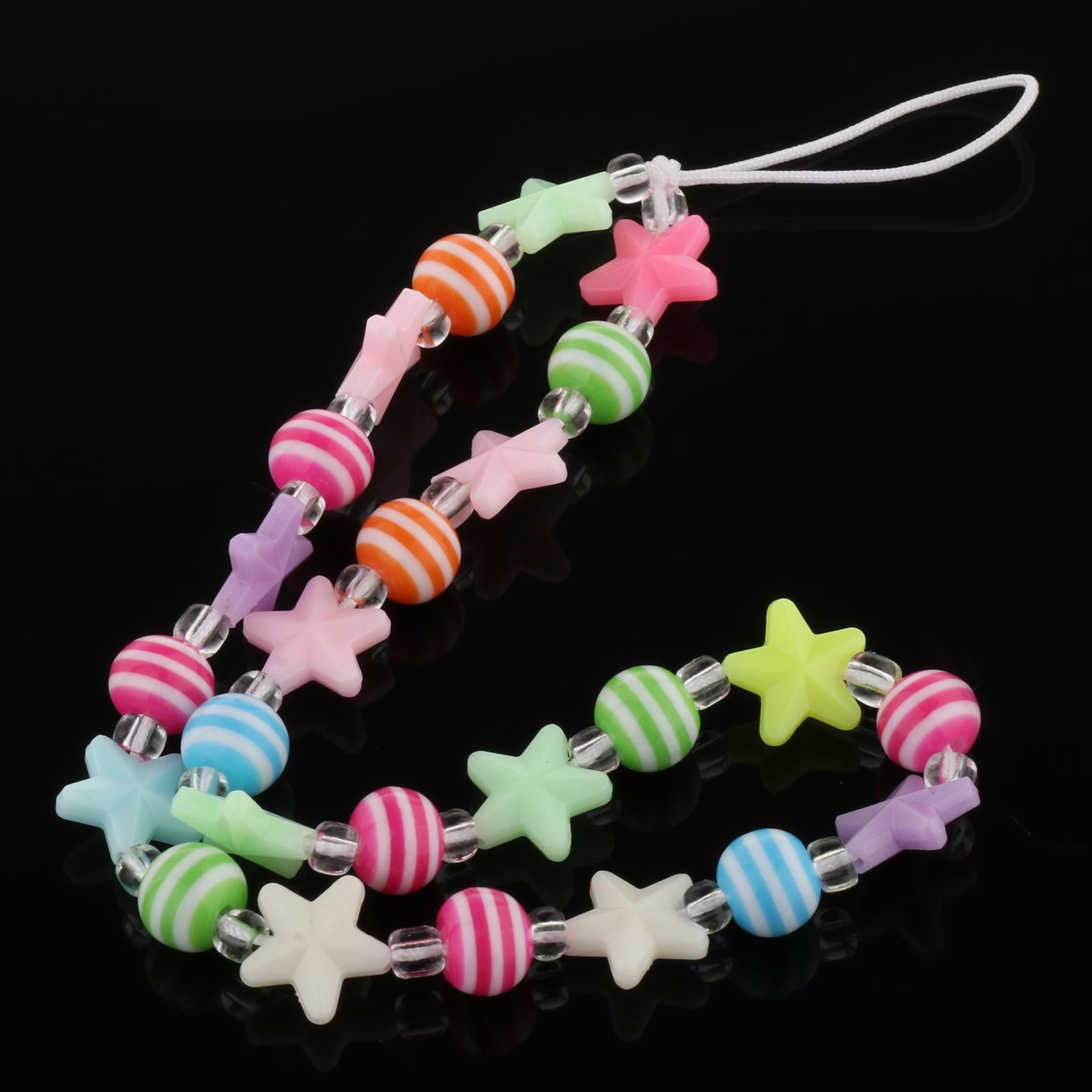 Beaded Phone Lanyard Handmade Colorful Resin Beads Key Chain for Women