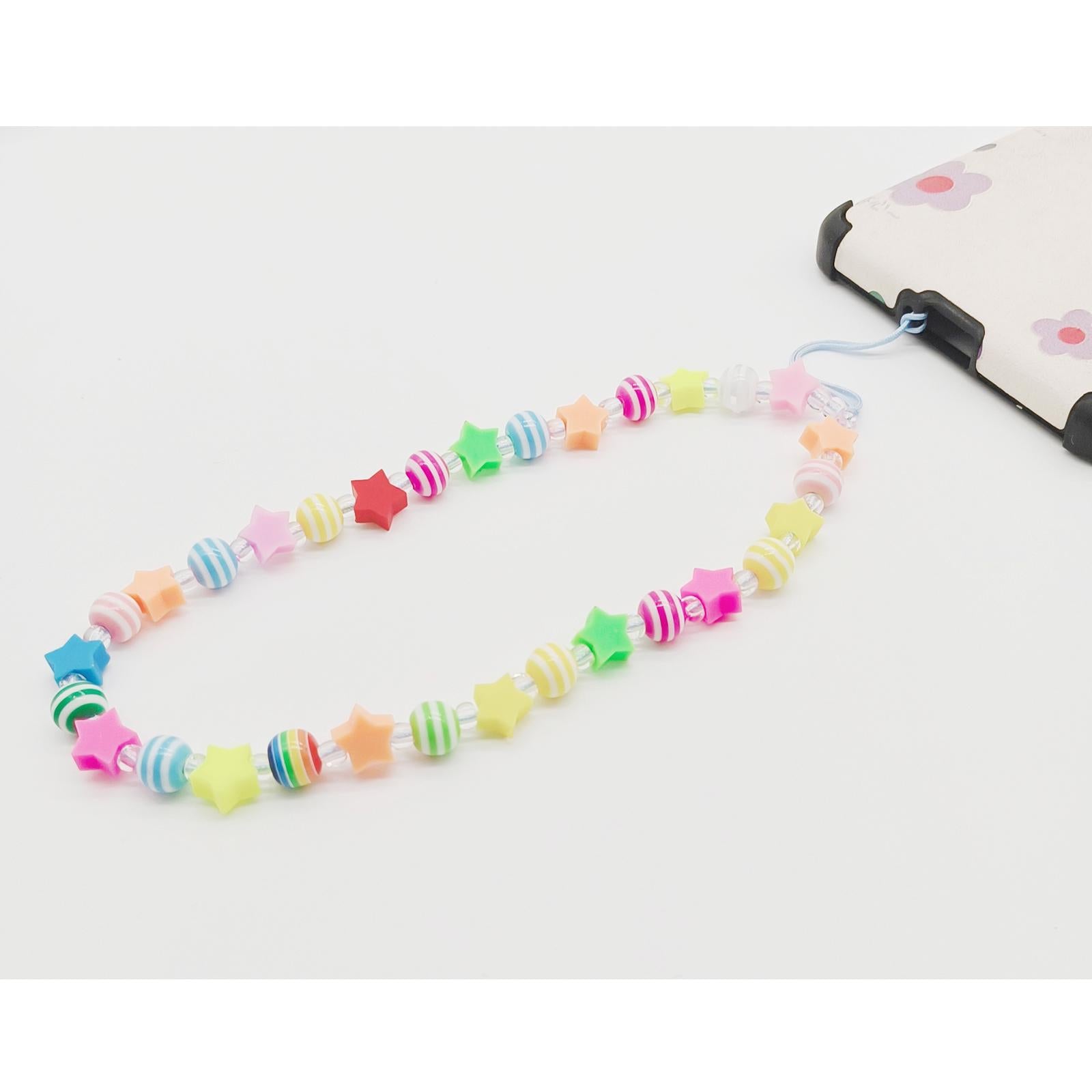 Beaded Phone Lanyard Handmade Colorful Resin Beads Key Chain for Women