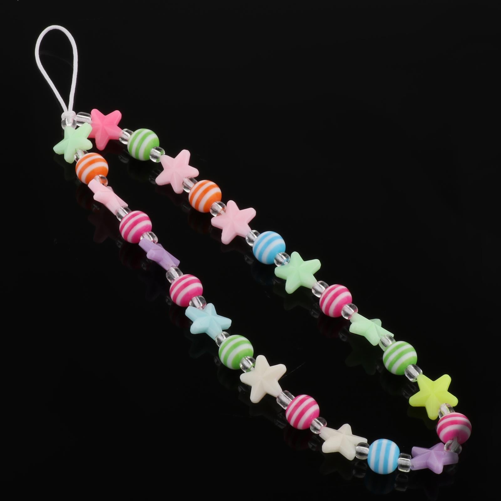 Beaded Phone Lanyard Handmade Colorful Resin Beads Key Chain for Women