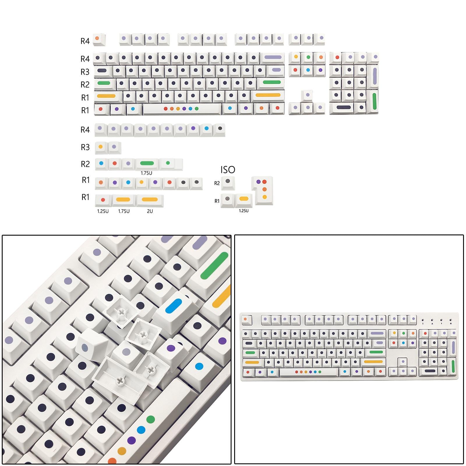 136 Key Mechanical Switch Keyboard Keycaps PBT Keycaps Dustproof  White