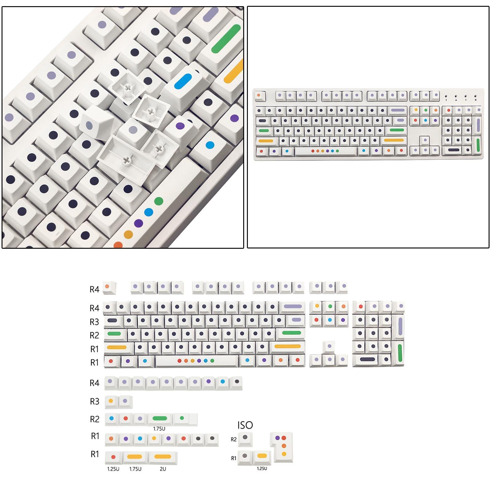 136 Key Mechanical Switch Keyboard Keycaps PBT Keycaps Dustproof  White