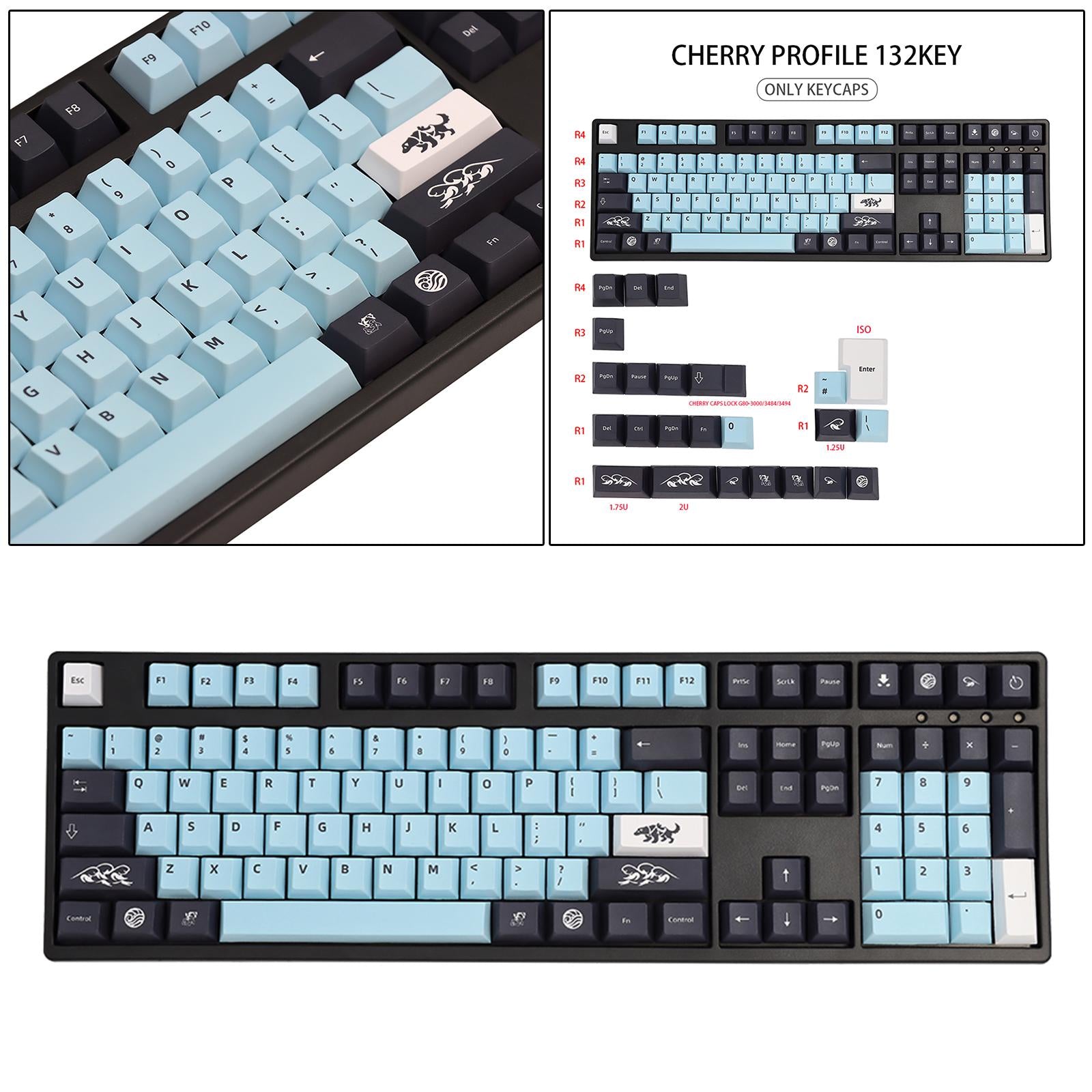 DIY Decorative PBT 135 Keys Keycaps Cherry Profile for Mechanical Keyboard