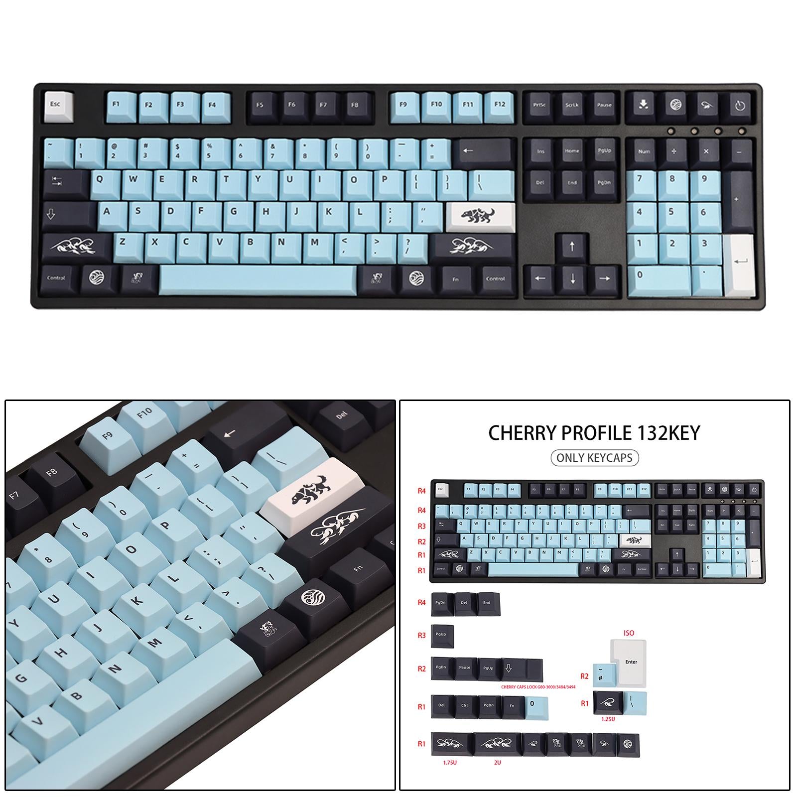 DIY Decorative PBT 135 Keys Keycaps Cherry Profile for Mechanical Keyboard